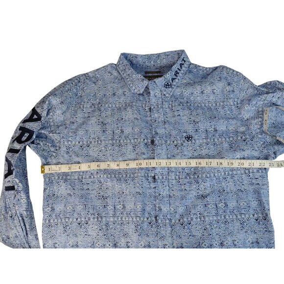 Ariat Mens XL Blue Patterned Long Sleeve Western Shirt - Picture 6 of 9